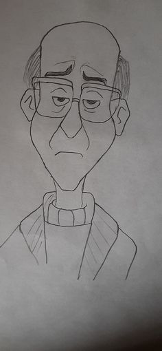 a drawing of an old man with glasses