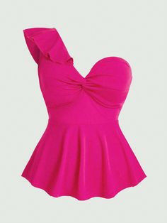 Hot Pink Casual Collar Sleeveless Knitted Fabric Plain  Embellished Medium Stretch  Women Plus Clothing Plus Size Summer Casual, Twist Knot, Plus Size Summer, Summer Blouses, Kids Beachwear, Women Tops, Plus Size Tops, Cardigans For Women, Fashion Online Shop