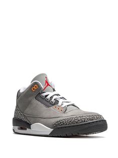 "Find JORDAN Air 3 Retro \"\"cool \"\" Sneakers on Editorialist. light graphite/orange leather round toe flat rubber sole signature Swoosh logo detail ankle-length signature Elephant print These styles are supplied by a premium sneaker marketplace. Stocking only the most sought-after footwear, they source and curate some of the most hard to find sneakers from around the world." Sporty Gray Basketball Shoes With Contrast Sole, Gray Sporty Basketball Shoes With Contrast Sole, Gray Basketball Shoes With Contrast Sole, Sports Jordan Shoes With Translucent Outsole, Gray Lace-up Basketball Shoes With Contrast Sole, Gray Lace-up Basketball Shoes With Translucent Outsole, Gray Leather Sneakers With Boost Midsole, Gray Leather Streetwear Basketball Shoes, Gray Leather Basketball Shoes For Streetwear