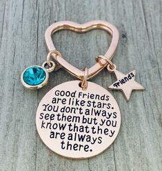 Charm Crafts, Bff Keychain, Friendship Keychain, Friend Keychain, Friends Are Like Stars, Friends Jewelry, Good Friends Are Like Stars, Friend Jewelry, Birthday Stuff