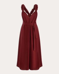 Labeca Esme Ruffle-Strap Dress | OLIVELA Turkey Size, Cotton Midi Dress, Free Flowing, Dress Shapes, Strap Dress, Plunging Neckline, Waist Tie, Dresses Xs, Model Measurements