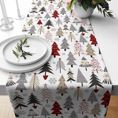 Add a completely different atmosphere to your home with decorative Christmas Tree Runner. Hundreds of models with vivid colors and unique patterns for you are at our shop. 💗EVERY DAY TABLE RUNNER - Would you like to get a modern and unique home decoration? Come on! Xmas Table Runner is definitely a great choice for your every occasion and dinner table decoration, create a warm, pleasant and romantic holiday atmosphere to your home. 💗PREMIUM QUALITY - This table runner is made of durable and st Holly Table Runner, Tree Table Runner, Xmas Table Runners, Christmas Party Table, Table Runner Christmas, Christmas Tree On Table, Tree Table, Christmas Table Runner, Linen Table Runner