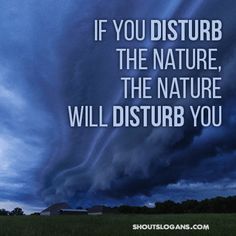 an image with the words if you disturb the nature, the nature will disturb you