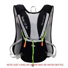 a back pack with neon straps on it