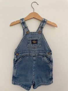 1980's denim B'gosh overall shorts. Great wash, snaps at crotch for easy diaper changes. Tag is marked 24m. Baby Sewing Patterns, Baby Alive, Baby Sewing, Vintage Baby, Vintage Children, Overall Shorts, Vintage Denim