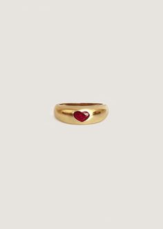 Baby Kay Heart Dome Ring - Kinn Heart Shaped Stone Ring, Heart Stone Ring, Vintage Rings Gold, Gold Heart Rings, Dare To Love, Ruby Heart Ring, The Dare, Pinky Rings, Classic Rings