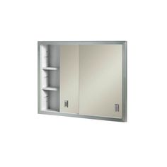 Contempora 24-5/8 in. W x 19-3/16 in. H x 4 in. D Framed Stainless Bi-View Recessed Bathroom Medicine Cabinet - Super Arbor Sliding Mirror Door, Home Depot Bathroom, Recessed Cabinet, Sliding Mirror, Recessed Medicine Cabinet, Powder Room Design, Medicine Cabinets, Concealed Hinges, Steel Cabinet