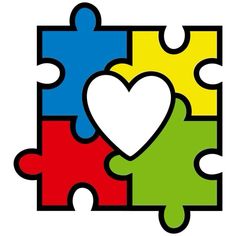 four pieces of puzzle with a heart in the middle