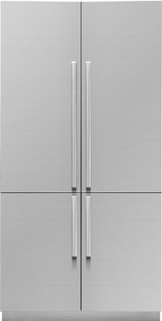 a stainless steel refrigerator freezer with two doors and no ice maker on the side