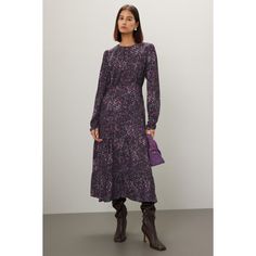 Purple floral crepe (100% Polyester). A-line. Long sleeves. Crewneck. Back button closure. 50.5" from shoulder to hemline. Imported. Target Dress, Blue Long Sleeve Dress, Mumu Dress, Open Back Dress, Tent Dress, Overlay Dress, Open Back Dresses, Dyed Dress, Star Dress