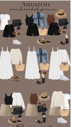 Sencillo y elegante para todo el verano Mix And Match Capsule Wardrobe, One Dress Multiple Outfits, Mix N Match Outfits, Mix And Match Outfit, Mix And Match Outfits, Chic Capsule Wardrobe, Capsule Wardrobe Casual, Spring Summer Capsule Wardrobe