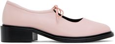 Nicole Saldaña - SSENSE Exclusive Pink Fabiana Loafers Elegant Pink Oxfords With Round Toe, Elegant Pink Round Toe Oxfords, Pink Leather Loafers For Spring, Pink Leather Flat Heel Loafers, Pink Leather Loafers With Flat Heel, Pink Leather Loafers For Office, Spring Pink Leather Shoes With Rubber Sole, Elegant Pink Loafers With Rubber Sole, Pink Spring Loafers For Formal Wear