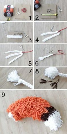 instructions to make an animal made out of yarn and yarnsticks on the floor