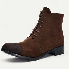 Men's Brown Suede Lace-Up Ankle Boots - Durable Casual Boots for Outdoor Adventures and Everyday Wear 2024 - $49.99 Fall Combat Boots With Flat Heel And Medium Width, Casual Pointed Toe Combat Boots For Fall, Fall Ankle Martin Boots, Brown Pointed Toe Lace-up Boots For Winter, Fall Suede Martin Boots With Round Toe, Fall Suede Combat Boots With Round Toe, Fall Suede Lace-up Boots, Fall Suede Ankle-high Martin Boots, Ankle-high Suede Martin Boots For Fall