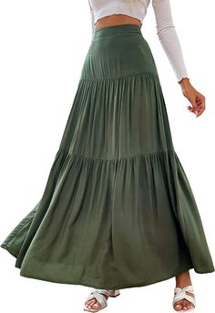 Our High Waist Tiered Green Maxi Skirt provides a sleek and stylish look that is sure to turn heads. The high waist and tiered design are perfect for dressing up any outfit. Crafted from quality materials, this maxi skirt is the perfect addition to any wardrobe. 100% Viscose Imported Elastic closure Size Chart XS = Dress 0-2, Bust, 31"-32.5", Waist 23"-24, Hip 31"- 34"Small = Dress 4-6, Bust,33"-35", Waist 25-26", Hips 35"-37"Medium = Dress 8-10, Bust 35-36" Waist 27-28", Hips 38-39"Large =Dress Green Maxi Skirt, Ruffle Hem Skirt, Maxi Rok, High Waisted Maxi Skirt, Elastic Waist Skirt, High Waisted Pencil Skirt, Green Maxi, Spring Skirts, Women Skirts