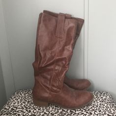 Never Worn Mid Calf Brown Boots Casual Brown Boots Medium Width, Casual Wide Calf Mid-calf Boots In Faux Leather, Casual Wide Calf Mid-calf Boots, Casual Synthetic Boots For Fall, Casual Wide Calf Mid-calf Boots For Fall, Casual Mid-calf Boots In Faux Leather, Casual Brown Mid-calf Boots For Spring, Casual Knee-high Synthetic Boots, Casual Mid-calf Boots With Flat Heel In Faux Leather