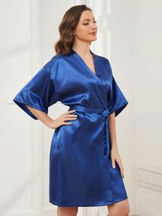 Material: Polyester Fiber (Polyester)  Style: Cardigan  Final sale & no returns Blue Satin Bridesmaid Gown, Blue Satin Wedding Gown, Elegant Blue Gown For Wedding Night, Floor-length Blue Gown With Satin Finish, Blue Satin Finish Floor-length Gown, Elegant Blue Wedding Robe, Elegant Blue Robe For Wedding Night, Short Red Prom Dresses, Ombre Prom Dresses