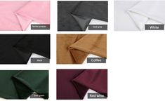 various colors of fabric with names on them