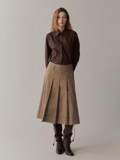 Composition : COTTON 98% ELASTIN 2% (FABRIC FROM ITALY)Color : BrownCountry of Origin : KOREA Siena, Pleated Skirt, The Row, Midi Skirt, Fashion Inspo, Composition, Italy, Skirt, The Originals