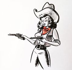 Vintage Cowgirl Art, Cowgirl Tattoos, Sketching Illustration, Pin Up Drawings, Western Tattoos, Pin Up Girl Vintage, Cowgirl Art, Vintage Cowgirl