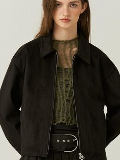 Meet your new cold-weather layer.Bring coziness into your wardrobe with timeless suede jacket.Ready for those special occasions a tailored look is needed or mix it up with your favorite everyday pieces. - Zip closure with two way zipper and standard collared jacket - Side pockets and buttoned cuffs- Oversized fit and cropped length - Cozy and classic suede jacket - Designed for all wearing occasions and endless adventures Suede Outerwear With Overlays For Fall, Suede Outerwear With Suede Overlays For Fall, Winter Suede Leather Jacket With Long Sleeves, Long Sleeve Outerwear With Suede Overlays For Work, Winter Suede Outerwear For Work, Suede Overlays Long Sleeve Outerwear For Work, Cropped Suede Jacket Outfit, Winter Leather Jacket With Suede Overlays For Work, Chic Suede Outerwear With Suede Overlays