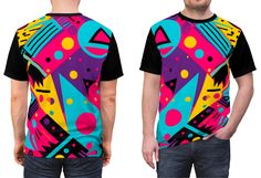 Retro 80's T-Shirt, Colorful Abstract Tee, Designer T-Shirt, Fashionable Tee, Colorful Shirt, Funky-80s-Pattern Tee. ♥ All of Our T-Shirts Are MADE TO ORDER. This allows us to offer more colors and sizes and different ink colors based on shirt colors. Steps To Place Your Order ♥ Choose Shirt Weight (4oz Or 6oz) From the Drop Down Menu ♥ Choose a Stitching Color From The Drop Down Menu ♥ Choose Shirt Size From Drop Down ♥ Add to cart. That's All That's To It. You will receive tracking info when y Retro Pink Printed T-shirt, Casual Multicolor Print T-shirt, Fun Multicolor Printed T-shirt, Casual T-shirt With Colorful Multicolor Print, Casual Multicolor T-shirt With Colorful Pattern, Casual Multicolor Print T-shirt With Colorful Pattern, Casual Multicolor Patterned T-shirt, 90s Inspired Multicolor T-shirt For Streetwear, Retro Blue Printed T-shirt