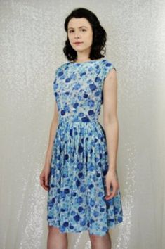 Nothing is better than a light weight, blue floral dress for spring! This lovely sheer and breathable nylon is perfect for those hotter days. And on Chilly days, its easy to layer. Please note, you may want to wear a slip underneath this piece as it is semi sheer. Zips up the back with nylon zipper. Tag says "Patty Petite". Best fits a small. Measurements : Bust: 35 inches Waist: 26 inches Hips: relatively open Length: 38. 5 inches Good vintage condition - wear to piece with a few tiny marks and Blue Floral Dress, Dress For Spring, Floral Blue Dress, Dress Form, Hot Days, Dress Clothes For Women, Blue Floral, Summer Dress, Floral Dress