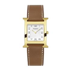 Hermès Watches - Heure H Watch 26 x 26 mm | Manfredi Jewels Hermes Apple Watch, Hermes Watch, Square Watch, White Dial, Steel Watch, Quartz Movement, Quartz Watch, Gold Watch, Leather Watch