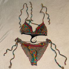 Set Gold Hardware On Bottoms Versatile Top Brazilian Butt Scrunch Cutt Triangle Padded Top (Removable If Preferred) Bohemian Triangle Top Swimwear For Party, Multicolor Halter Neck Swimwear For Festival, Bohemian Tie-side Swimwear For Parties, Bohemian Tie-side Bottom Swimwear For Party, Multicolor Triangle Top Swimwear For Festival, Multicolor Beachwear Swimwear For Festivals, Bohemian Party Swimwear With Tie-side Bottom, Pink Bohemian Festival Swimwear, Multicolor Party Swimwear With Tie-side Bottom