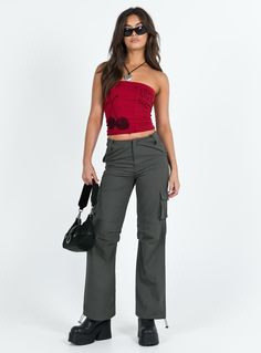 Cargo pants  Relaxed fit  100% cotton   Belt looped waist  Zip fastening  Twin hip pockets  Straight leg  Extra cargo-style leg pockets  Tucked detailing along inner seams at knees  Non-stretch    Unlined Cargo Pants Grey, Festival Pants, Baby Crop Top, Fleece Dress, Cargo Style, Festival Tops, Outerwear Outfit, Strapless Tops, Grey Pants