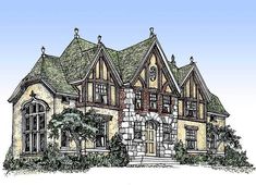 this is an artist's rendering of the front elevation of these victorian house plans