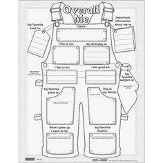 overall me worksheet for kids to help them learn how to make their own aprons