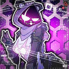 an anime character with purple background