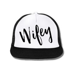 "WIFEY" White Hat with Black PrintPerfect Hat for the Bachelorette Party, Honeymoon or any Wedding Events!Hat Info: - 100% polyester foam - Structured - High profile - Plastic snapback closure The Bachelorette Party, Bachelorette Party Hat, Bachelorette Hats, Bachelorette Party Tanks, Party Tank Top, Custom Tank Tops, Bride Hat, The Bachelorette, Cruise Outfits