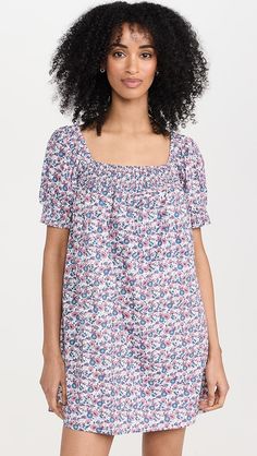 Mille Jane Dress | Shopbop Floral Print Smocked Top With Square Neck For Summer, Summer Floral Print Smocked Top With Square Neck, Summer Smocked Top With Elastic Sleeves And Square Neck, Spring Smocked Top With Puff Sleeves And Gathered Neckline, Cotton Smocked Dress With Floral Print And Short Sleeves, Fitted Smocked Top With Gathered Square Neckline, Fitted Smocked Top With Square Neck And Gathered Neckline, Casual Floral Print Smocked Top With Square Neck, Casual Smocked Top With Square Neck And Elastic Sleeves