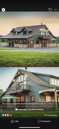 two different views of a large house in the country