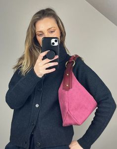 A Vintage Gucci Hobo made from pink canvas with the GG monogram. Red leather trim with gold hardware. Iconic bit hardware detail on the shoulder strap. The inside of the bag features an interior zipped pocket for valuables. This bag is in good vintage condition with some minor wear to be seen to the canvas and base corners. Inside there is the serial number on the back of the leather Gucci tab inside. Height: 25cm Depth: 35cm Width: 9cm Gucci Hobo Bag, Gg Monogram, Pink Canvas, Vuitton Bag, Pink Bag, Leather Trim, Hobo Bag, Vintage Gucci, Cloth Bags