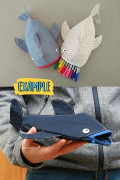 Fish Pencil Case Pattern, Whale Pencil Case Pattern, Shark Pencil Case Pattern Free, Fish Pencil Case, Luca Birthday, Pattern Pencil Case, Greenland Shark, Pencil Case Sewing, Pencil Case Pattern