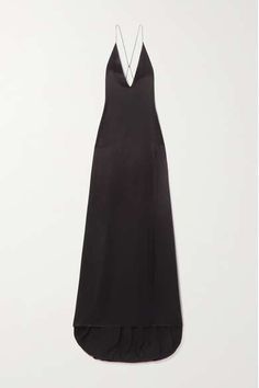 SAINT LAURENT Open-back silk-satin maxi dress | NET-A-PORTER Ysl Dress, Saint Laurent Dress, White Dresses For Women, Silk Gown, Women's Evening Dresses, Satin Gown, Satin Maxi, Satin Maxi Dress, Womens Black Dress