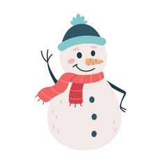 a snowman wearing a hat and scarf