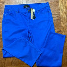 Nwt Talbots 5-Pocket Slimming Pants. 26 Inch Inseam Size 10p Blue Jeans With Hip Pockets For Work, Blue Mid-rise Jeans With Side Pockets, Mid-rise Blue Pants With Hip Pockets, Blue Mid-rise Pants With Hip Pockets, Blue Jeans With Side Pockets For Work, Blue Jeans With Pockets For Work, Stretch Blue Jeans With Pockets, Blue Stretch Jeans With Pockets, Blue Tapered Leg Jeans With Hip Pockets