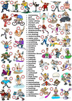 a poster with many different types of cartoon characters and their names in red circles on it