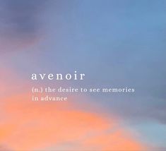 an orange and blue sky with the words'avenor'in white letters on it