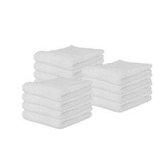 six white towels stacked on top of each other