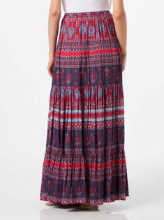 Long Skirt Boho Chic, colored floral gipsy all over print, red and blue viscose. Gipsy Style. Model: Chitra Bohc61. Long Skirt Boho, Boho Swimwear, Print Swimwear, Saint Barth, Workout Sweatshirt, Summer Hats, Beach Dresses, The Chic, Style Icon