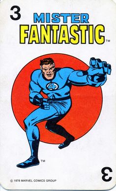 the cover to mister fantastic comic book, featuring an image of a man in blue