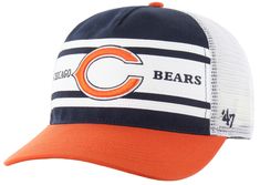 Fit Curved brim, adjustable hat Adjustable back closure Six-panel construction with ventilation eyelets Moisture-absorbing sweatband One size fits most Style and Team Spirit Raised, embroidered team graphics Additional Details Officially licensed product Nfl Chicago Bears, Bear Hat, Nfl Gear, Menswear Inspired, Curves Workout, Chicago Bears, Fan Gear, Adjustable Hat, Team Spirit