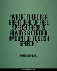 a green background with the quote where there is a great deal of free speech there is always a certain amount of foolish speech