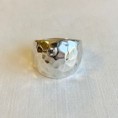 Please allow 10-14 weeks for this item to be custom made Hammered sterling band with diamond and gold bezel Designed by Richard Schmidt Richard Schmidt, Hammered Ring, Hammered Rings, Ring With Diamond, Diamonds And Gold, Schmidt, 14kt Gold, Band Ring, Band Rings