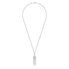 Gabriel & Co. 24 inch 14K White Gold Fringe Diamond Pendant Necklace Style Number: NK6058W45JJ Division: Gabriel Collection: Art Moderne Style: Tassel Starting Price: $1,900.00 USD* Carat Weight: 0.34ct Width: 15.40mm Thickness: 2.10mm All Dimensions are approx. *The possibilities are not limited to the options in the dropdown. For pricing on further customizations & special size options, please call: 1-586-939-5100 Art Deco Diamond Necklace In White Gold, Art Deco White Gold Platinum Necklace, Elegant Hallmarked White Gold Chain Necklace, Engraved White Gold Diamond Necklace For Formal Occasions, Evening White Gold Necklace With Polished Finish, Art Deco White Gold Diamond Necklace For Formal Occasions, White Diamond Cut Chain Necklace For Formal Events, Formal White Diamond-cut Chain Necklace, Luxury White Gold Chain Necklace For Anniversary